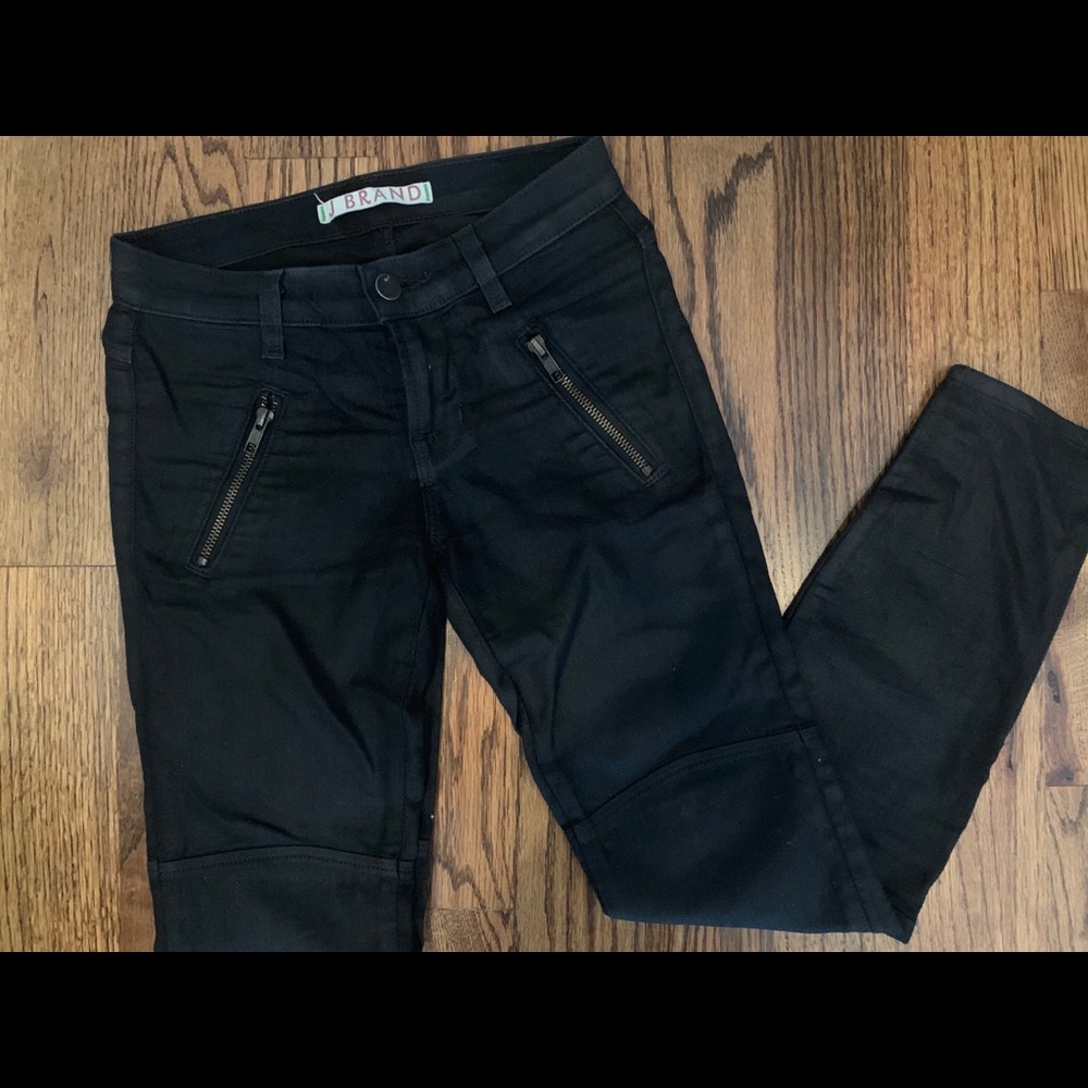 J Brand black ankle zipper moto pants